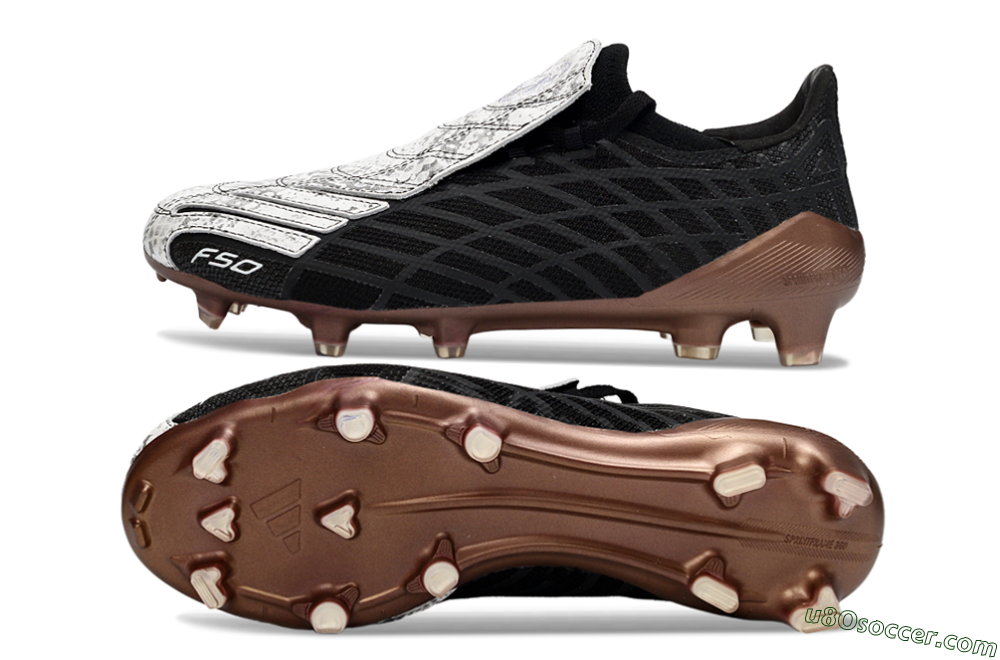 Adidas F50 Spider Elite FG Firm Ground Soccer Cleats - Black/Metallic Brown/White 0