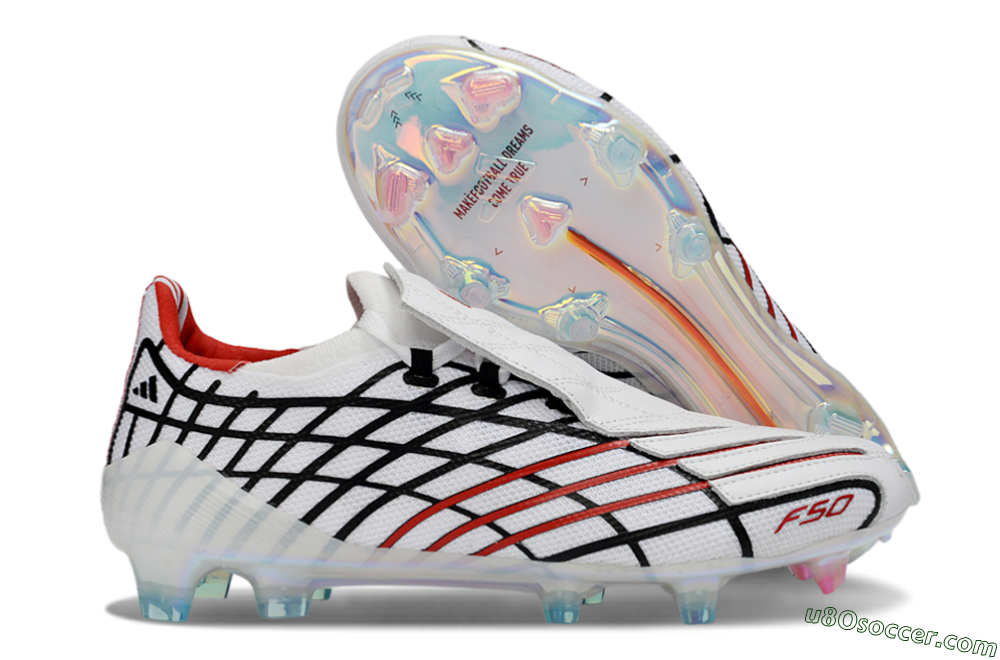 Adidas F50 Spider Elite FG Firm Ground Soccer Cleats - White/Dynamic Red/Black 1