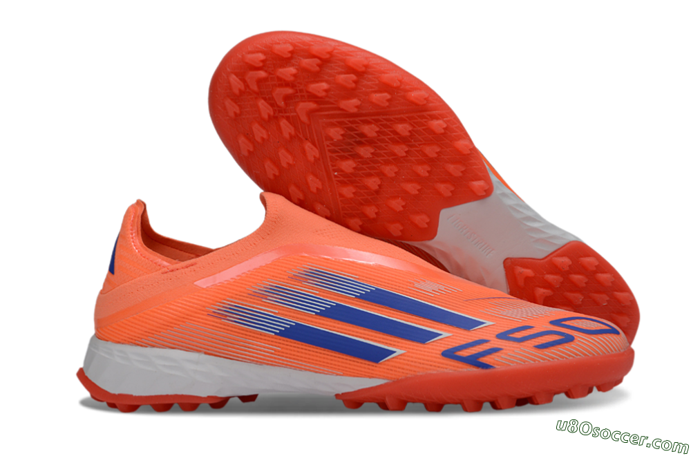 Adidas F50 Elite Laceless TF Artificial Turf Soccer Shoes - Peach/Coral Burst/Deep Ocean 1