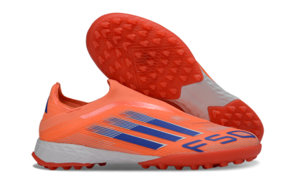 Adidas F50 Elite Laceless TF Artificial Turf Soccer Shoes - Peach/Coral Burst/Deep Ocean