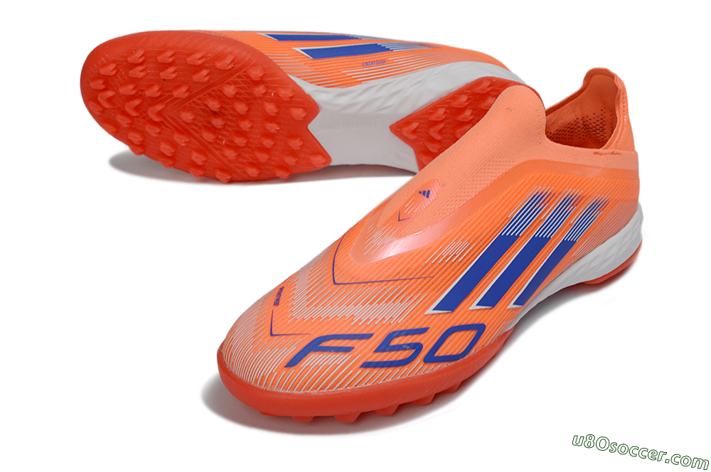 Adidas F50 Elite Laceless TF Artificial Turf Soccer Shoes - Peach/Coral Burst/Deep Ocean 3