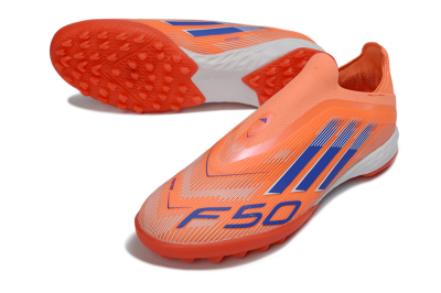 Adidas F50 Elite Laceless TF Artificial Turf Soccer Shoes - Peach/Coral Burst/Deep Ocean