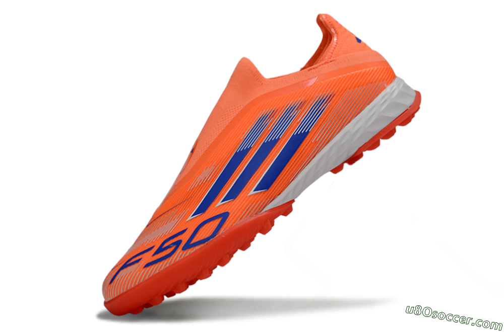 Adidas F50 Elite Laceless TF Artificial Turf Soccer Shoes - Peach/Coral Burst/Deep Ocean 5