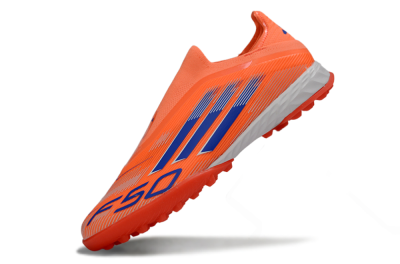 Adidas F50 Elite Laceless TF Artificial Turf Soccer Shoes - Peach/Coral Burst/Deep Ocean