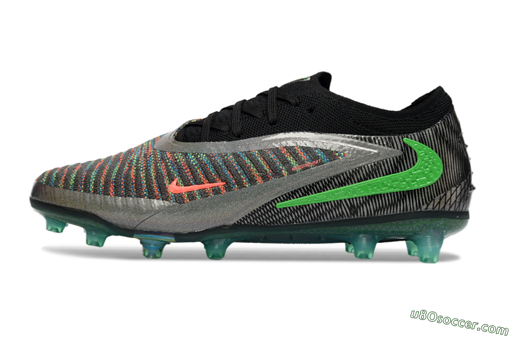 Nike Phantom 6 Elite AG Artificial Grass Soccer Cleats - Black/Grey/Silver 2