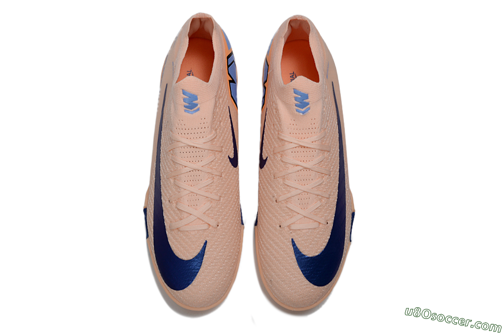 Nike Air Zoom Mercurial Vapor 16 Elite TF Artificial Turf Soccer Shoes - Peach/Navy Blue/Light Orange 4
