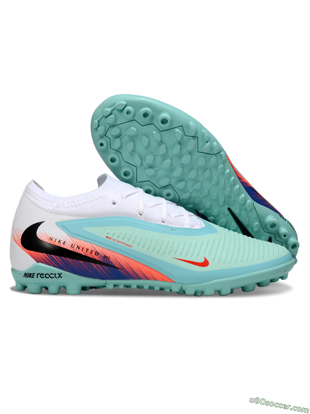 Nike Phantom 6 Elite Low TF Artificial Turf Soccer Shoes - Aqua/Coral Blue/Neon Orange 1
