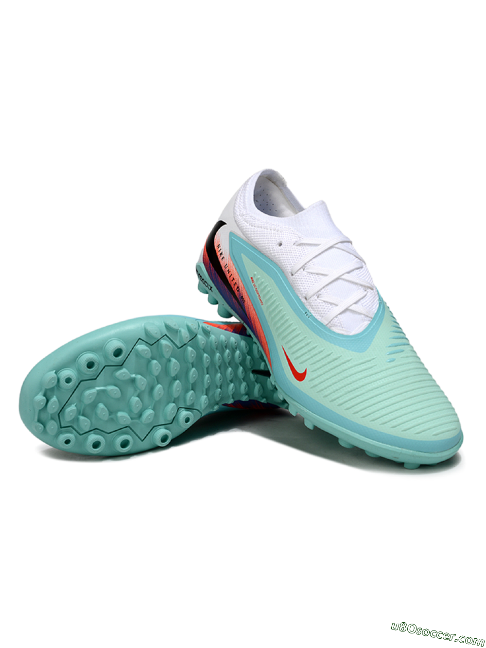 Nike Phantom 6 Elite Low TF Artificial Turf Soccer Shoes - Aqua/Coral Blue/Neon Orange 3
