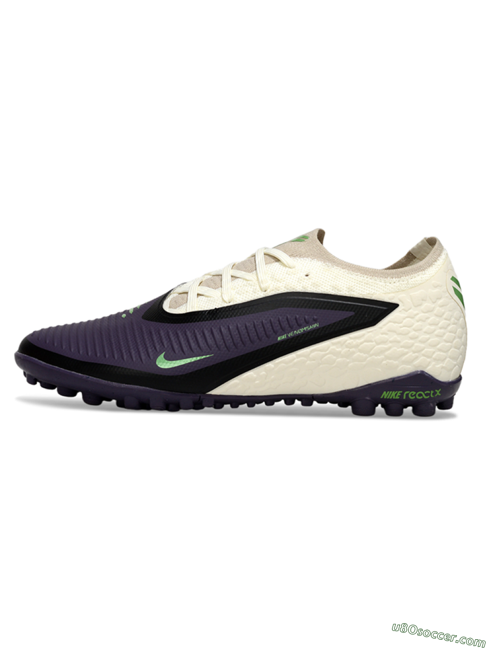 Nike Phantom 6 Elite Low TF Artificial Turf Soccer Shoes - Purple/Electric Green/Off White 2