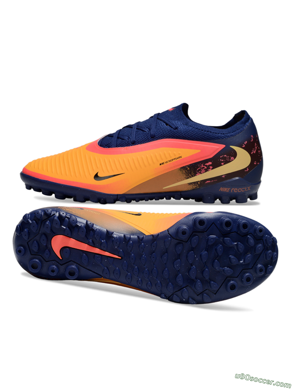 Nike Phantom 6 Elite Low TF Artificial Turf Soccer Shoes - Orange/Deep Blue/Flame Pink 0