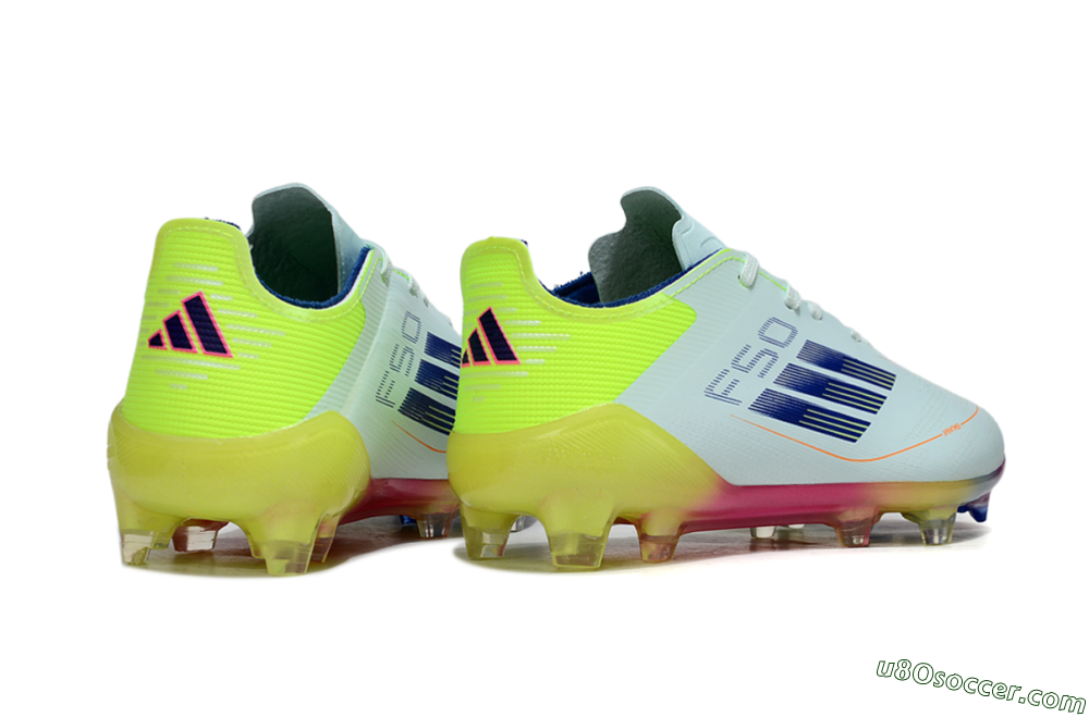 Adidas F50 Elite FG Firm Ground Soccer Cleats - White/Neon Yellow/Coral Pink 5