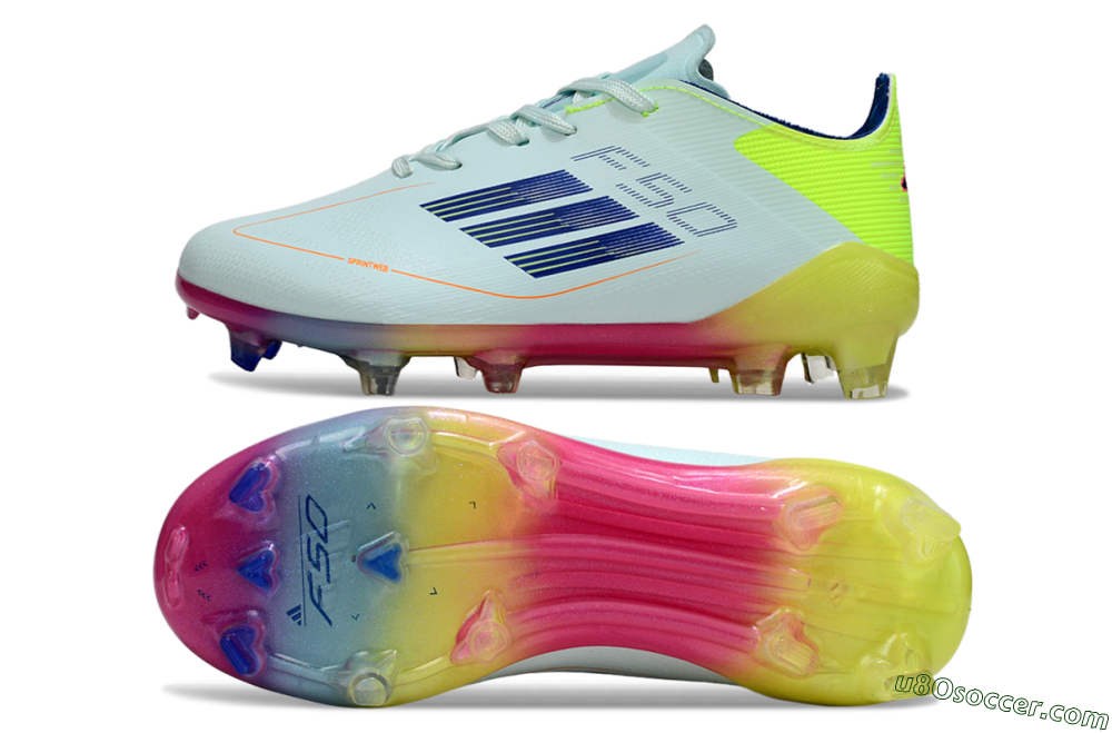 Adidas F50 Elite FG Firm Ground Soccer Cleats - White/Neon Yellow/Coral Pink 0