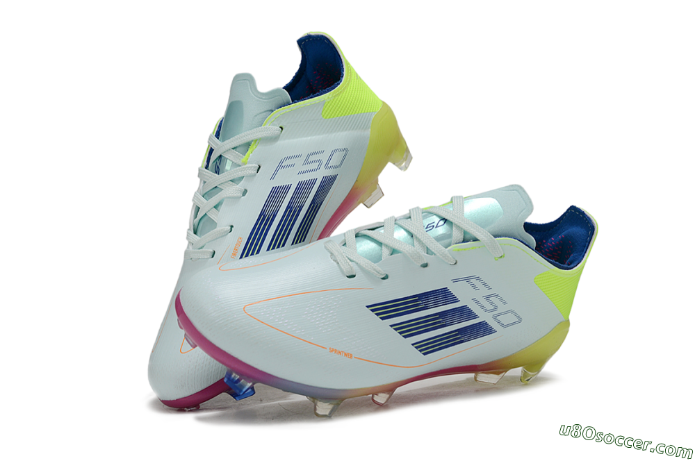 Adidas F50 Elite FG Firm Ground Soccer Cleats - White/Neon Yellow/Coral Pink 2