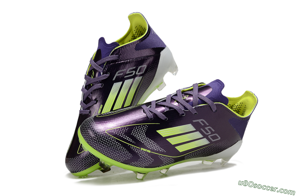 Adidas F50 Elite FG Firm Ground Soccer Cleats - Purple/Lime Green/Dark Purple 2