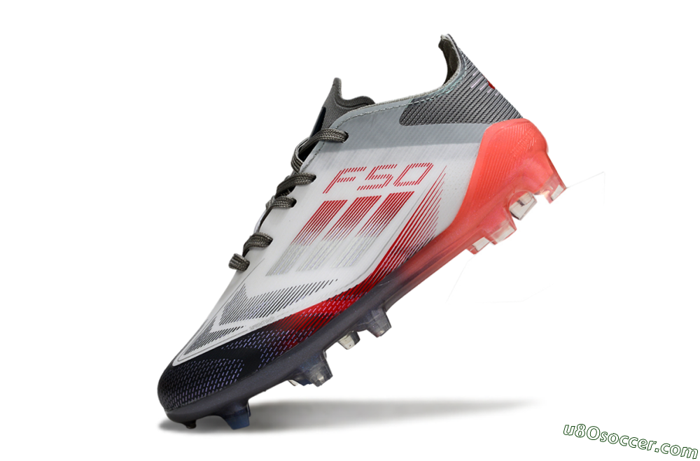 Adidas F50 Elite FG Firm Ground Soccer Cleats - White/Crimson Burst/Grey Fade 4