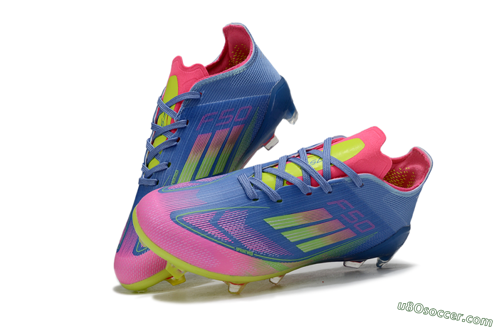 Adidas F50 Elite FG Firm Ground Soccer Cleats - Blue/Neon Pink/Neon Yellow 2