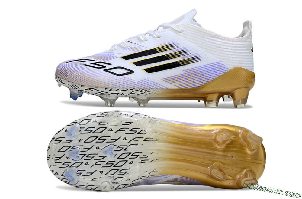 Adidas F50 Elite FG Firm Ground Soccer Cleats - White/Aurora Glow/Golden Aura 0