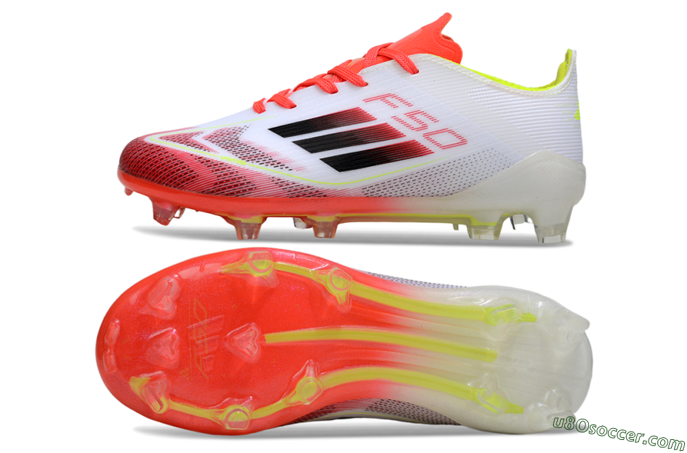 Adidas F50 Elite FG Firm Ground Soccer Cleats - White/Neon Orange/Volt Yellow 0