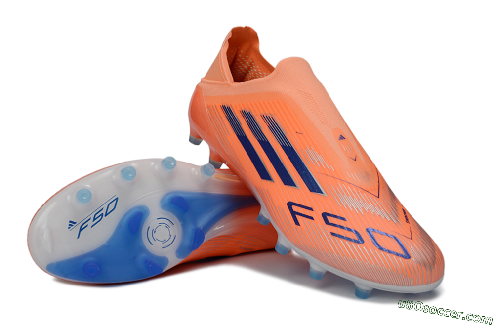 Adidas F50 Elite Laceless AG Artificial Grass Soccer Cleats - Orange/Electric Blue/Neon Orange 4