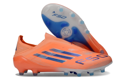 Adidas F50 Elite Laceless AG Artificial Grass Soccer Cleats - Orange/Electric Blue/Neon Orange