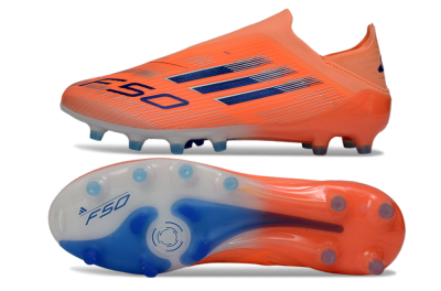 Adidas F50 Elite Laceless AG Artificial Grass Soccer Cleats - Orange/Electric Blue/Neon Orange