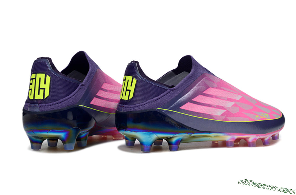 Adidas F50 Elite Laceless AG Artificial Grass Soccer Cleats - Purple/Electric Pink/Radiant Yellow 7