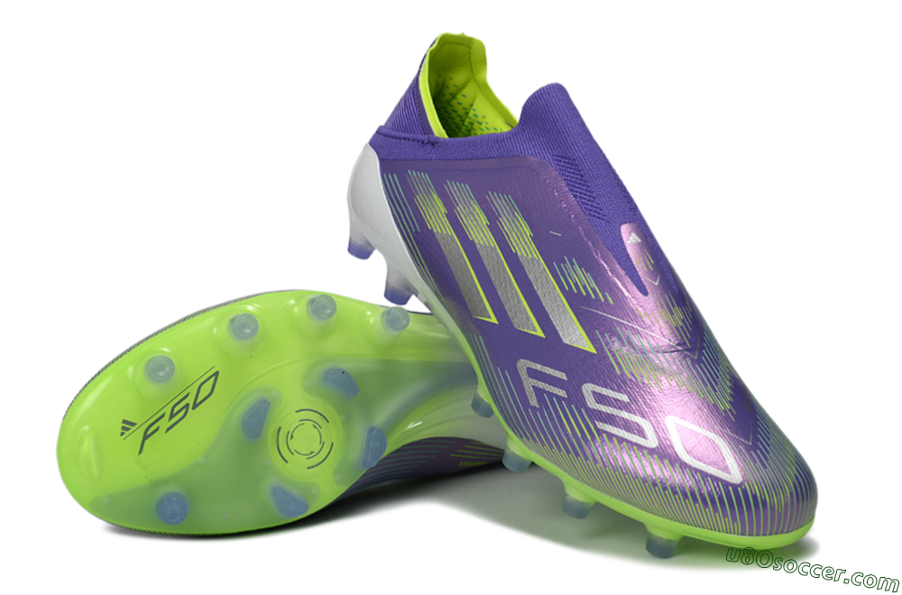 Adidas F50 Elite Laceless AG Artificial Grass Soccer Cleats - Purple/Electric Green/Metallic Purple 4