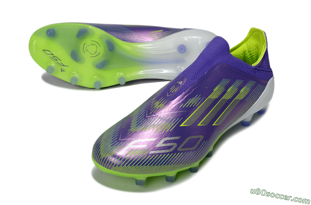 Adidas F50 Elite Laceless AG Artificial Grass Soccer Cleats - Purple/Electric Green/Metallic Purple 3