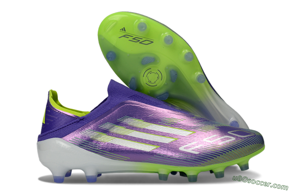 Adidas F50 Elite Laceless AG Artificial Grass Soccer Cleats - Purple/Electric Green/Metallic Purple 1