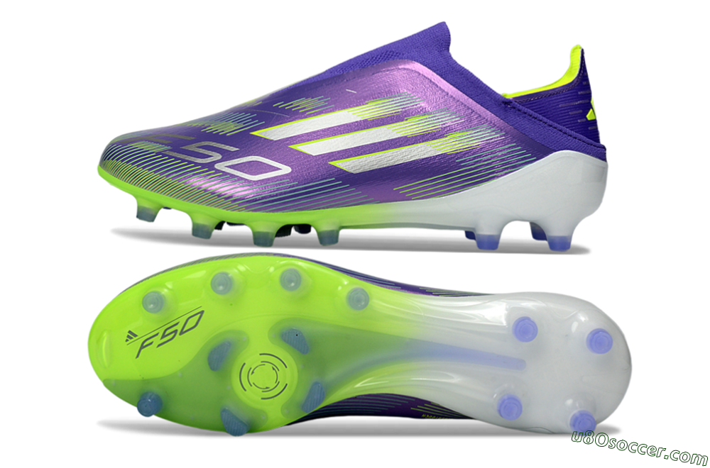 Adidas F50 Elite Laceless AG Artificial Grass Soccer Cleats - Purple/Electric Green/Metallic Purple 0