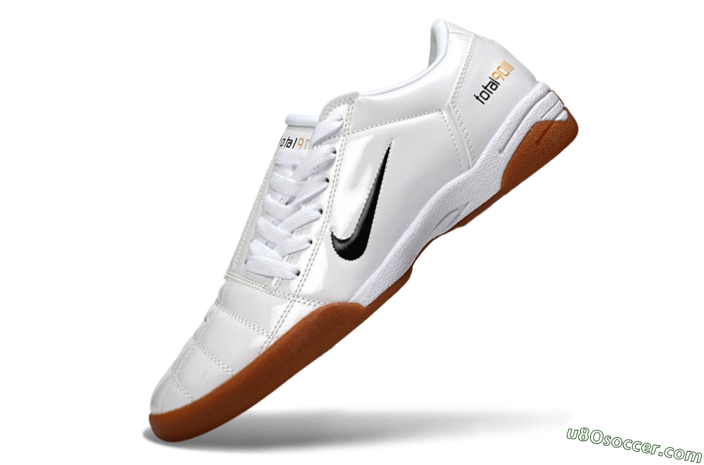 Nike Total 90 III IC Indoor & Futsal Soccer Shoes - White/Classic Black/Amber Brown 6