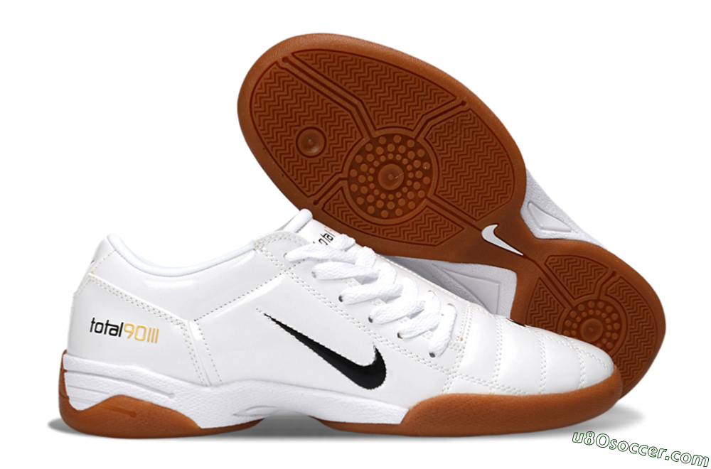 Nike Total 90 III IC Indoor & Futsal Soccer Shoes - White/Classic Black/Amber Brown 1
