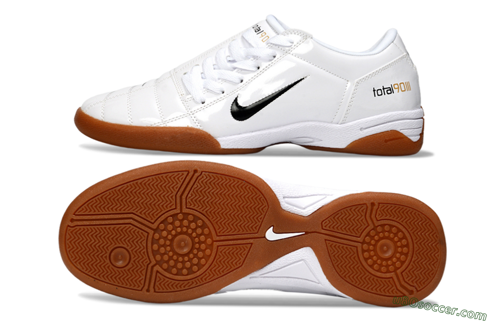 Nike Total 90 III IC Indoor & Futsal Soccer Shoes - White/Classic Black/Amber Brown 0