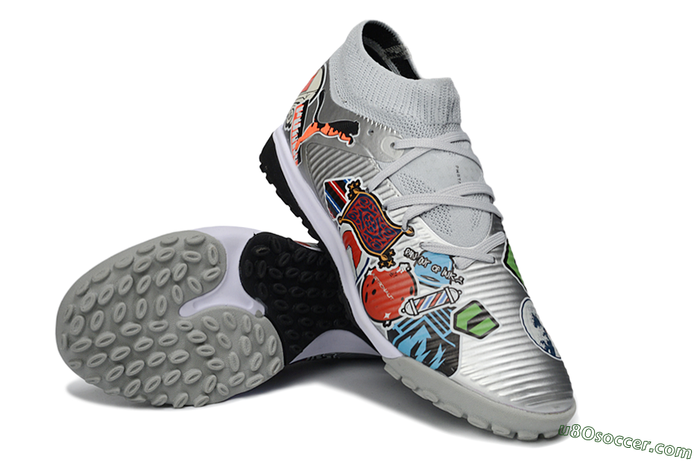 Puma Future 8 Ultimate TF Artificial Turf Soccer Shoes - Grey/Urban Grey/Graphic Black 3