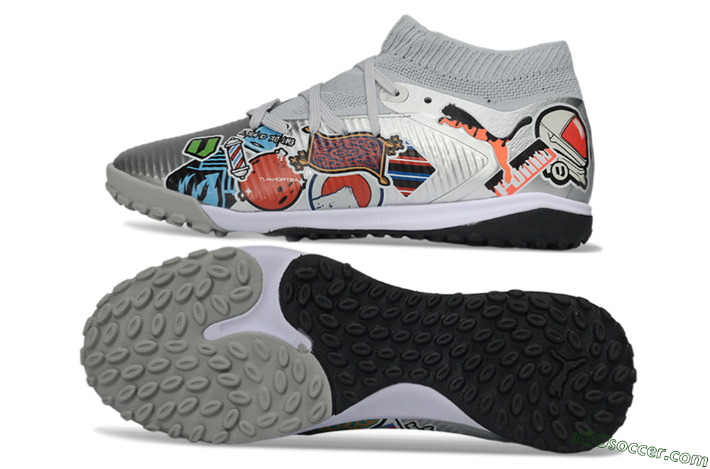 Puma Future 8 Ultimate TF Artificial Turf Soccer Shoes - Grey/Urban Grey/Graphic Black 0
