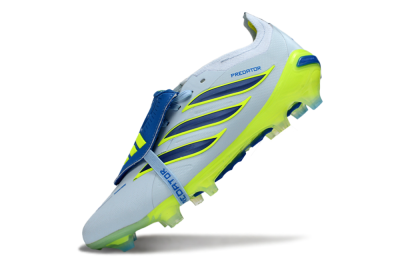 Adidas Predator 26 Elite Fold-Over Tongue FG Firm Ground Soccer Cleats - Blue/Neon Yellow/Cool Gray