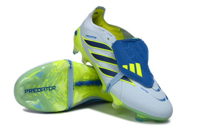 Adidas Predator 26 Elite Fold-Over Tongue FG Firm Ground Soccer Cleats - Blue/Neon Yellow/Cool Gray