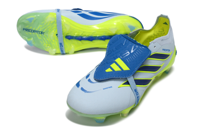 Adidas Predator 26 Elite Fold-Over Tongue FG Firm Ground Soccer Cleats - Blue/Neon Yellow/Cool Gray