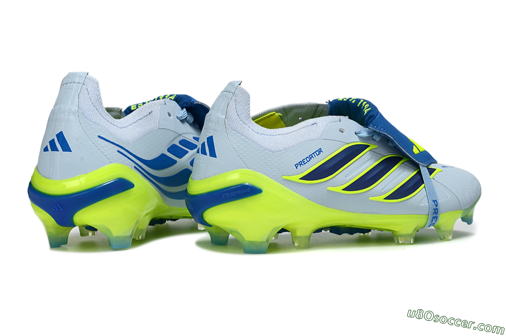 Adidas Predator 26 Elite Fold-Over Tongue FG Firm Ground Soccer Cleats - Blue/Neon Yellow/Cool Gray 7