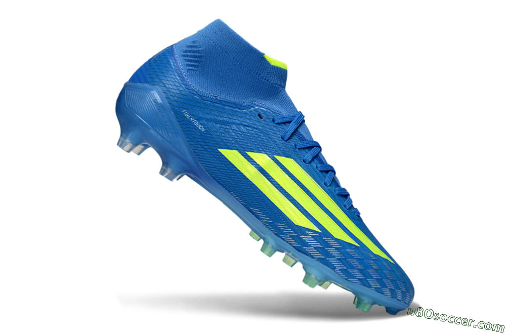 Adidas F50 Elite Mid AG Artificial Grass Soccer Cleats - Blue/Electric Blue/Neon Green 4