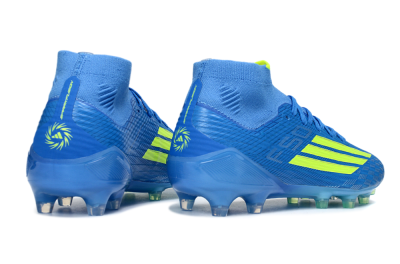 Adidas F50 Elite Mid AG Artificial Grass Soccer Cleats - Blue/Electric Blue/Neon Green