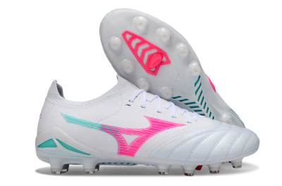 Mizuno Morelia Neo 4 FG Firm Ground Soccer Cleats - White/Neon Pink/Teal