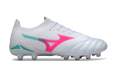 Mizuno Morelia Neo 4 FG Firm Ground Soccer Cleats - White/Neon Pink/Teal