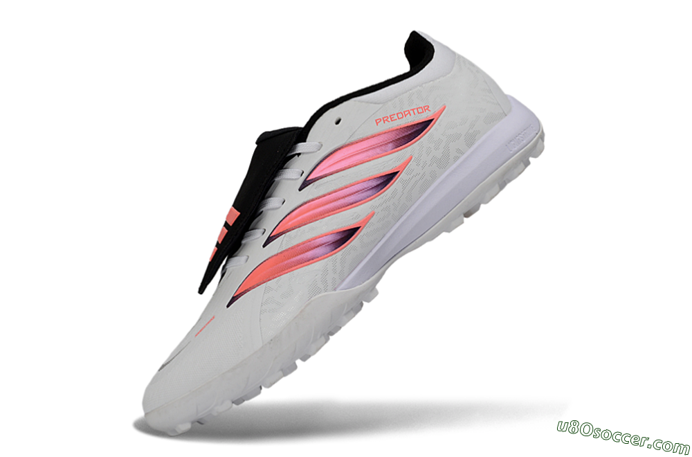 Adidas Predator 26 Elite Fold-Over Tongue TF Artificial Turf Soccer Shoes - White/Neon Orange/Fuchsia Pink 5