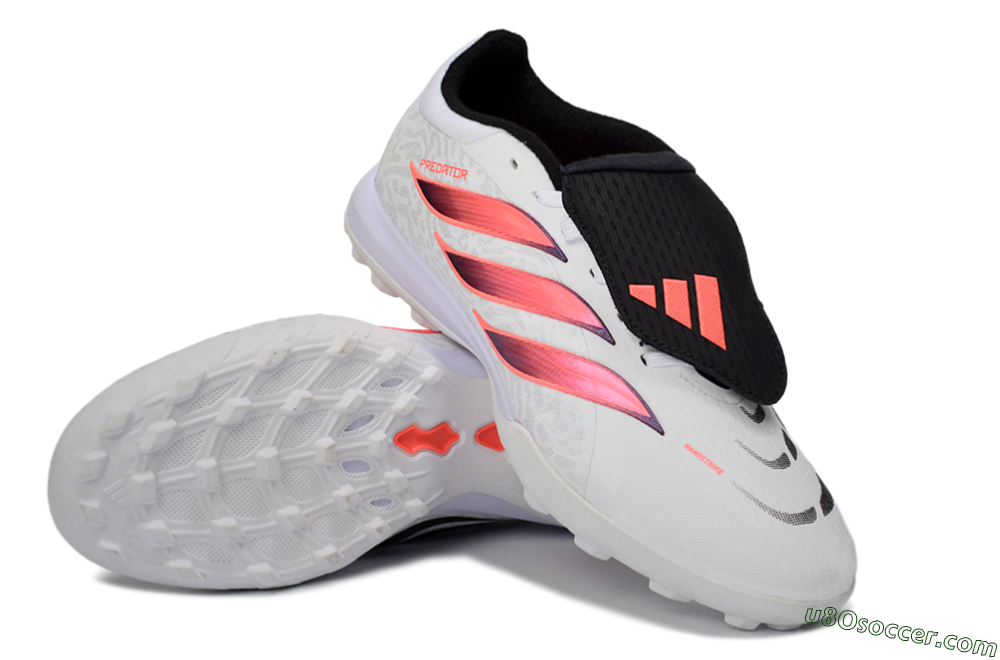 Adidas Predator 26 Elite Fold-Over Tongue TF Artificial Turf Soccer Shoes - White/Neon Orange/Fuchsia Pink 3