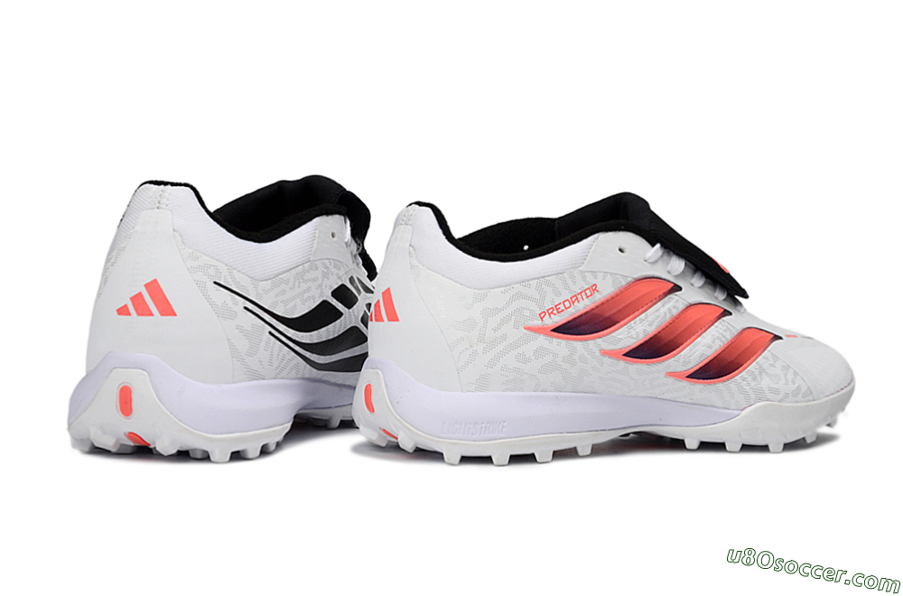 Adidas Predator 26 Elite Fold-Over Tongue TF Artificial Turf Soccer Shoes - White/Neon Orange/Fuchsia Pink 6