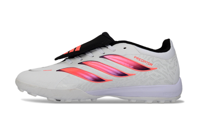 Adidas Predator 26 Elite Fold-Over Tongue TF Artificial Turf Soccer Shoes - White/Neon Orange/Fuchsia Pink