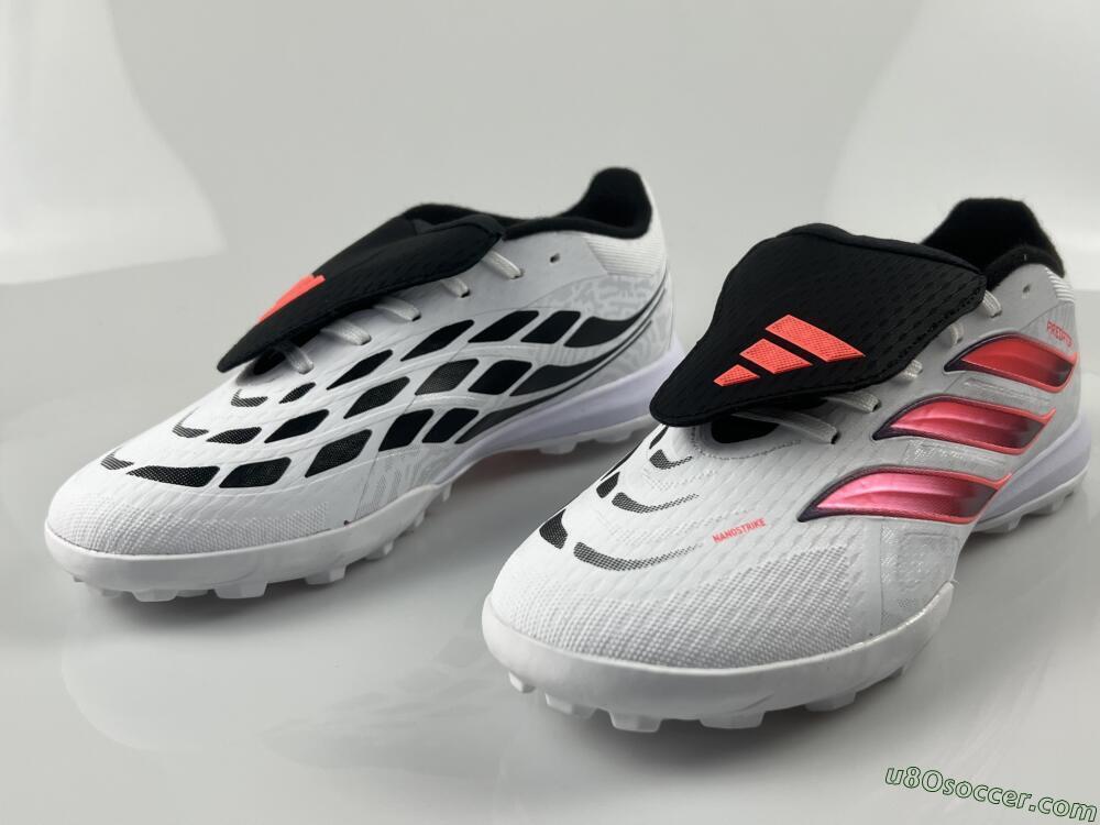 Adidas Predator 26 Elite Fold-Over Tongue TF Artificial Turf Soccer Shoes - White/Neon Orange/Fuchsia Pink