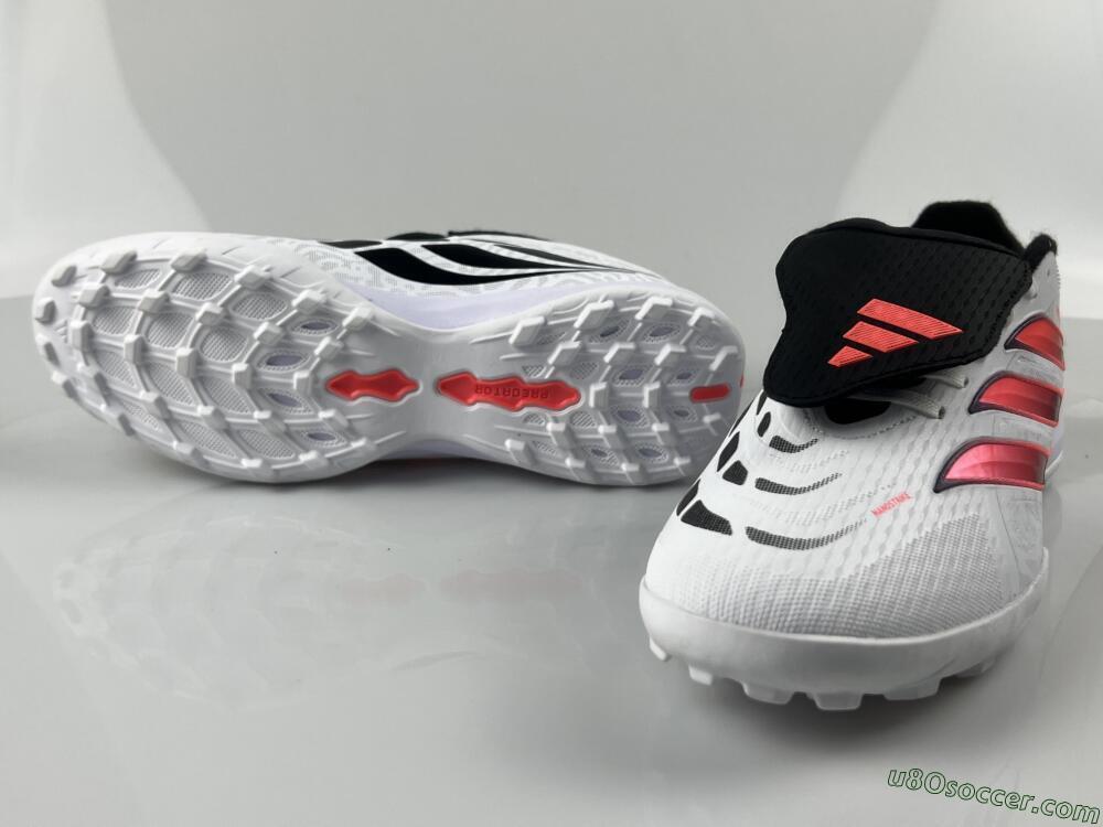 Adidas Predator 26 Elite Fold-Over Tongue TF Artificial Turf Soccer Shoes - White/Neon Orange/Fuchsia Pink