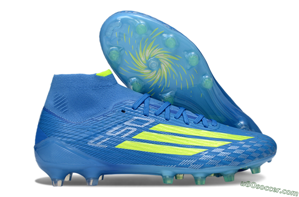 Adidas F50 Elite Mid FG Firm Ground Soccer Cleats - Blue/Vibrant Blue/Electric Green 1